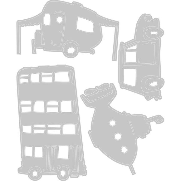 SIZZIX THINLITS DIE SET 4PK - WACKY TRANSPORT #1 BY TIM HOLTZ - Picture 2 of 2